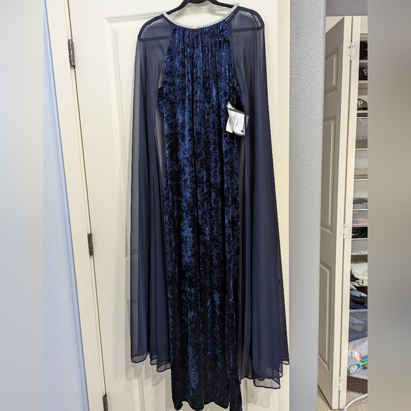 Velvety Blue Formal Winter Dress - Picture 10 of 12
